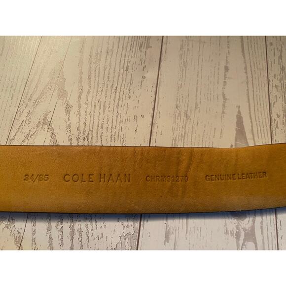 Cole Haan Men’s 34 Brown Leather Belt Brass Buckle Genuine Leather CHRM31270 - Picture 2 of 3
